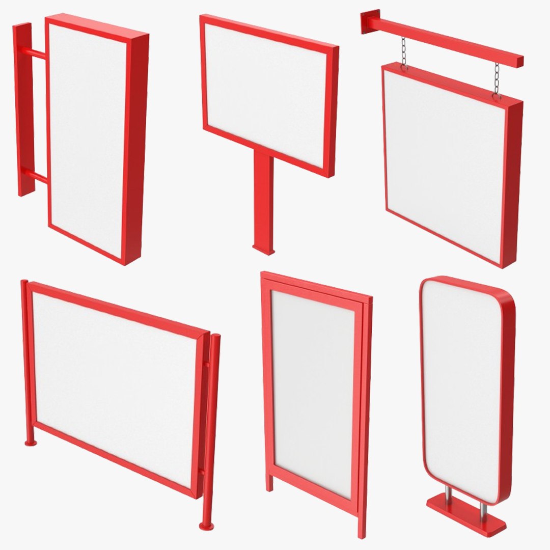 3D Red Street Billboards Model - TurboSquid 2309758
