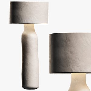 Contemporary Papier Mache Floor Lamp Minimal White