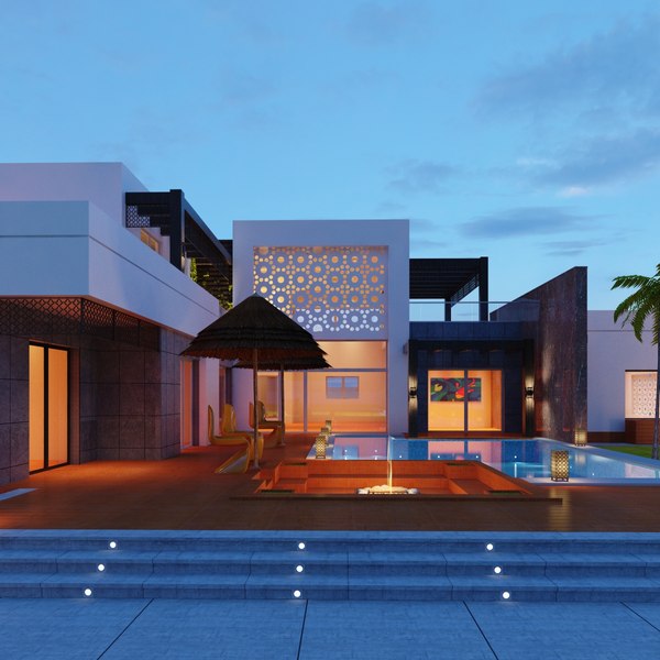 modern villa landscape model