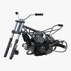 Motorcycle Engine and Frame 3D Model