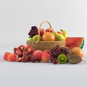 Basket with ten fruits collection