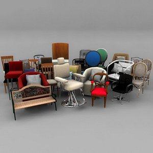 chairs stools pack 3d model