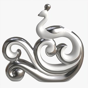 3D model Modern Peacock Ceramic Figurine silver