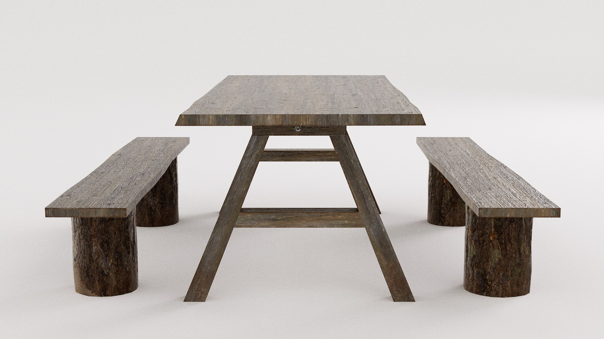3D Rustic Table Benches - Game Ready - TurboSquid 2185376