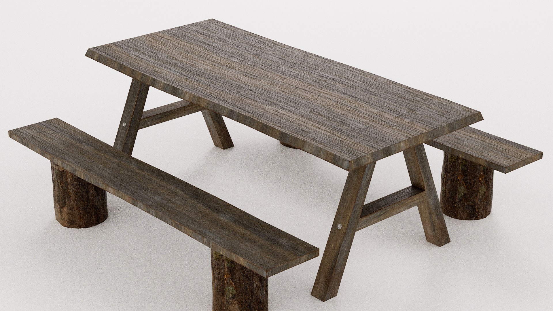 3D Rustic Table Benches - Game Ready - TurboSquid 2185376