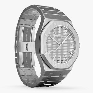 3D Audemars Piguet Royal Oak Silver-Toned White Gold Grande Tapisserie