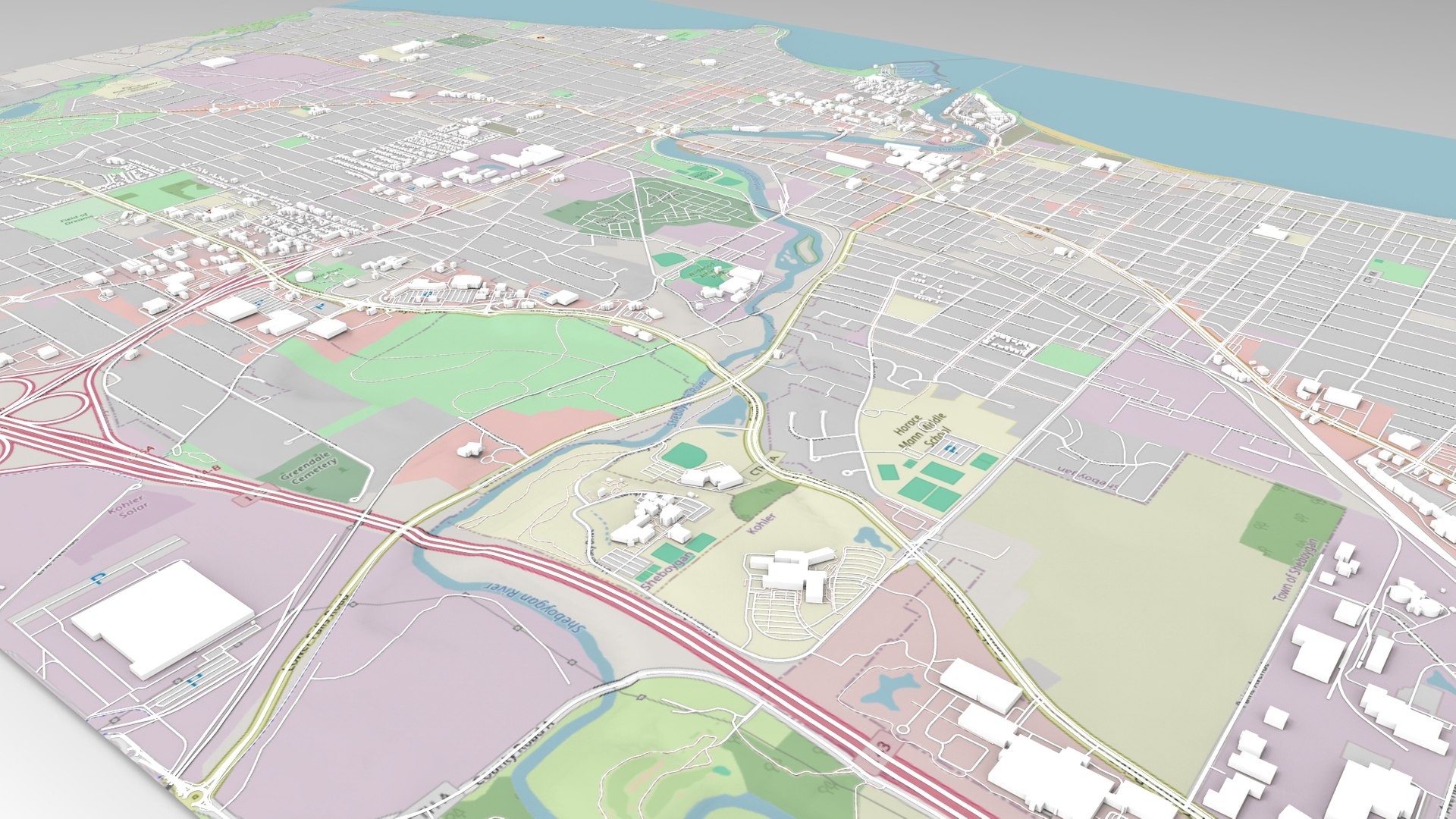 3D Cityscape Sheboygan Wisconsin USA Model - TurboSquid 2264998
