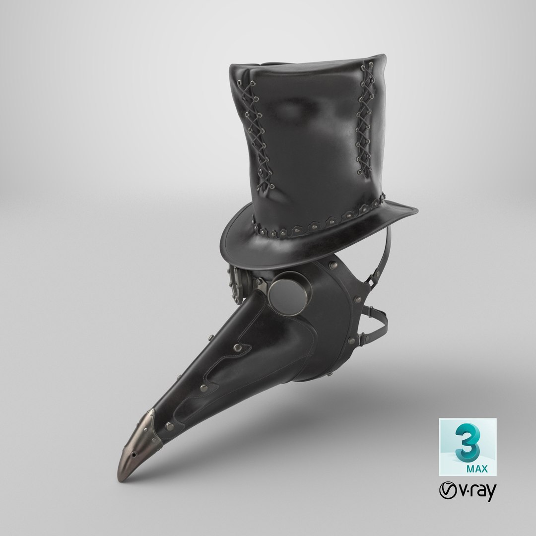 Plague Doctor Mask and Hat 3D model https://p.turbosquid.com/ts-thumb/xy/E8XYki/8V/stemcell_max_vray_render/png/1712947098/1920x1080/fit_q87/58f5a7216331be00222c0cd8c508e0132e1e685e/stemcell_max_vray_render.jpg