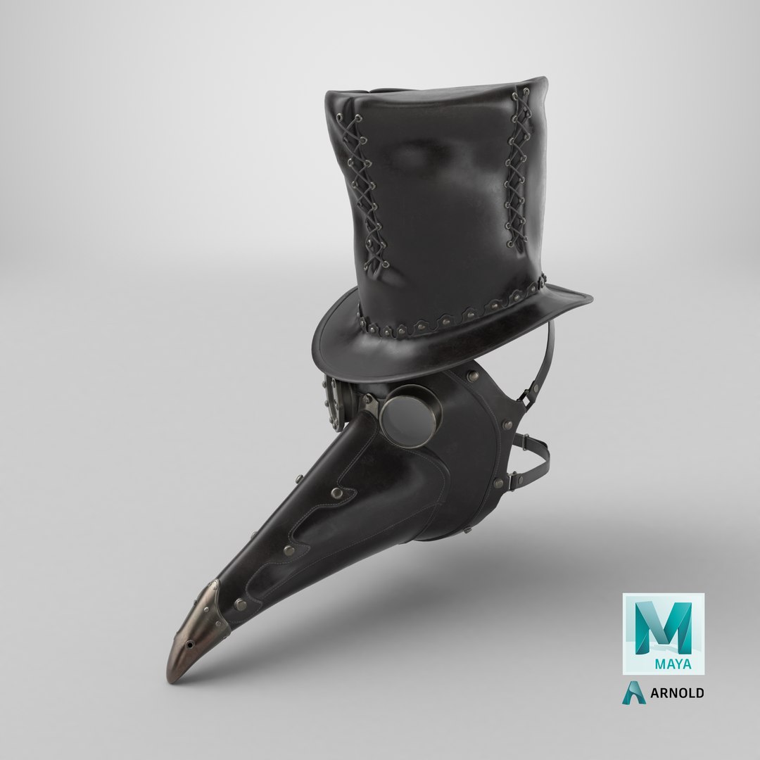 Plague Doctor Mask and Hat 3D model https://p.turbosquid.com/ts-thumb/xy/E8XYki/VC/stemcell_maya_arnold_render/png/1712947090/1920x1080/fit_q87/50ca9d9f1ec672eaaf8a174d3db043f10a0d59f6/stemcell_maya_arnold_render.jpg