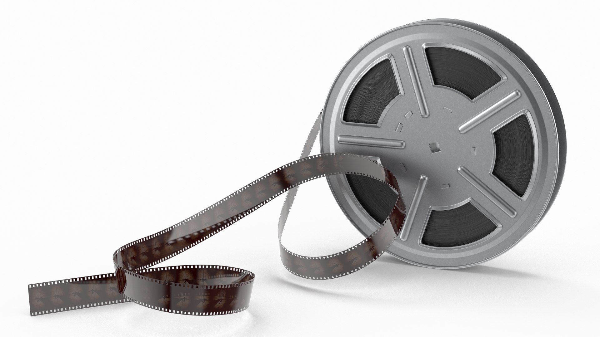 Vintage Film Reel and Strip 3D model preview