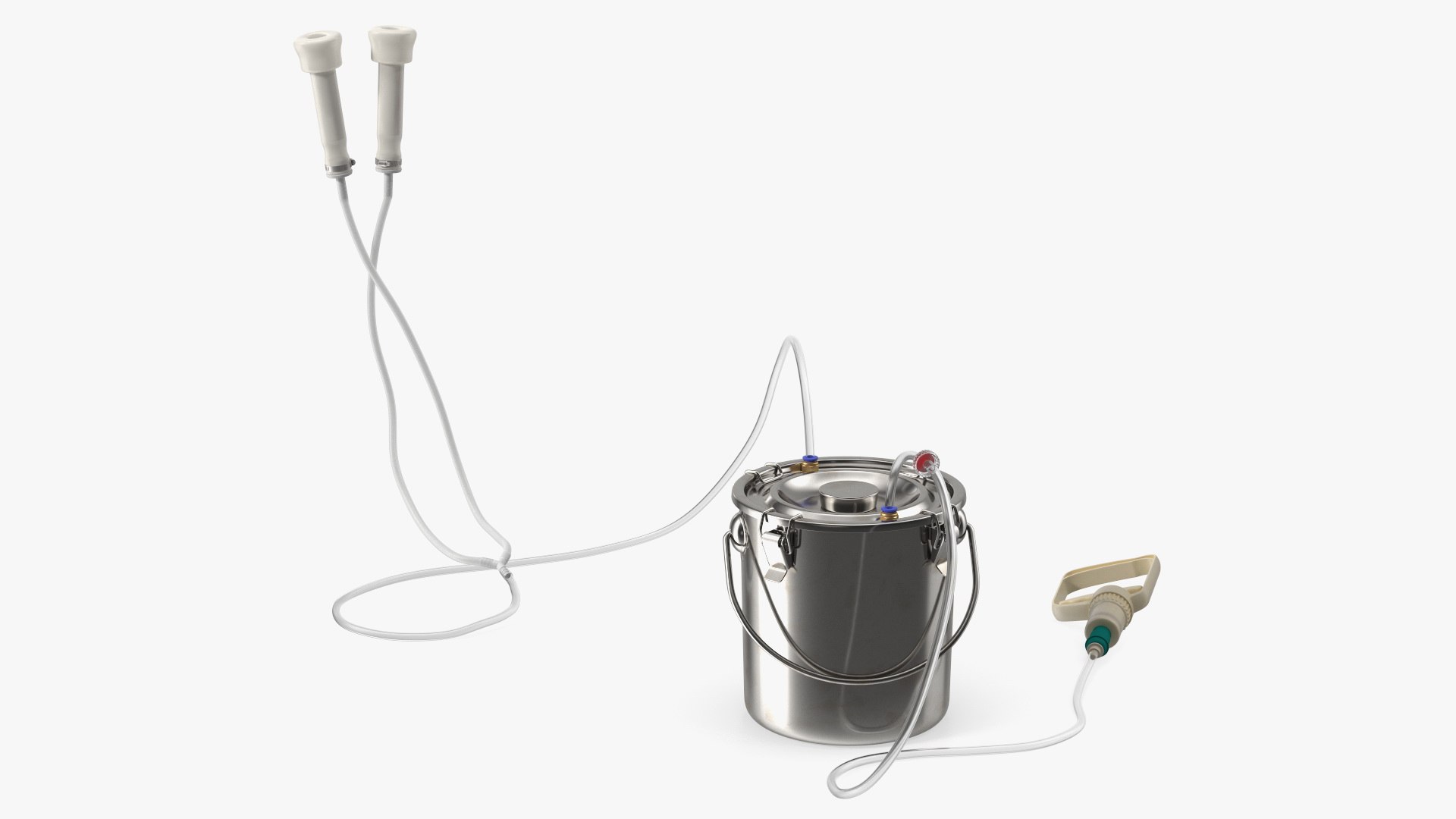 Portable Hand Operated Milking Machine Rigged 3D model preview