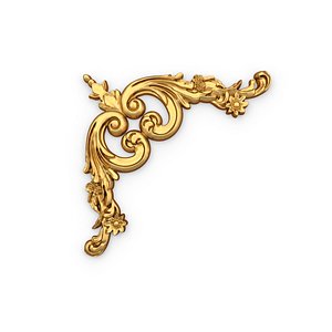 3D Classic Baroque Floral Corner Ornament Relief STL 02 model