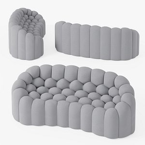 Bubble Sofa Light Gray Fabric model