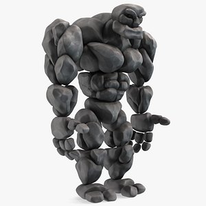 Stone Golem Cartoon Gray Stone Standing