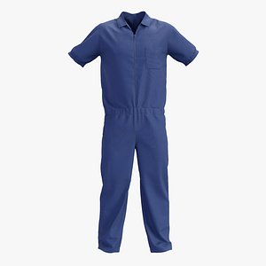 3D Prison Overalls Short Sleeved Blue