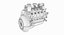 motore vintage a testa piatta V8 con texture PBR