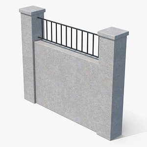3D Concrete Fence model