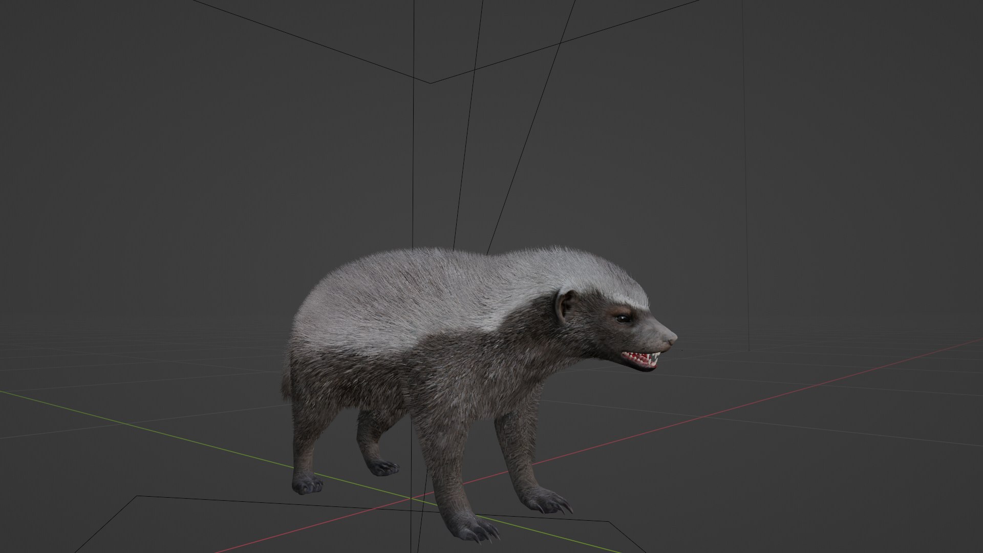 3D HoneyBadger https://p.turbosquid.com/ts-thumb/xz/OBWGb9/jx/ratel_preview2/png/1786659321/1920x1080/fit_q87/19d3800b895ca0a12b10df5276c496e59a7a1f93/ratel_preview2.jpg