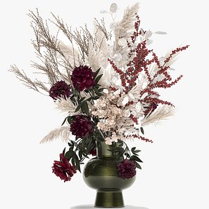 3D Luxury bouquet of reeds pampas grass and dried flowers 235