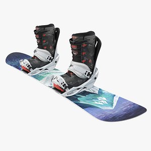 Snowboard Jones with Bindings and Boots 3D Model