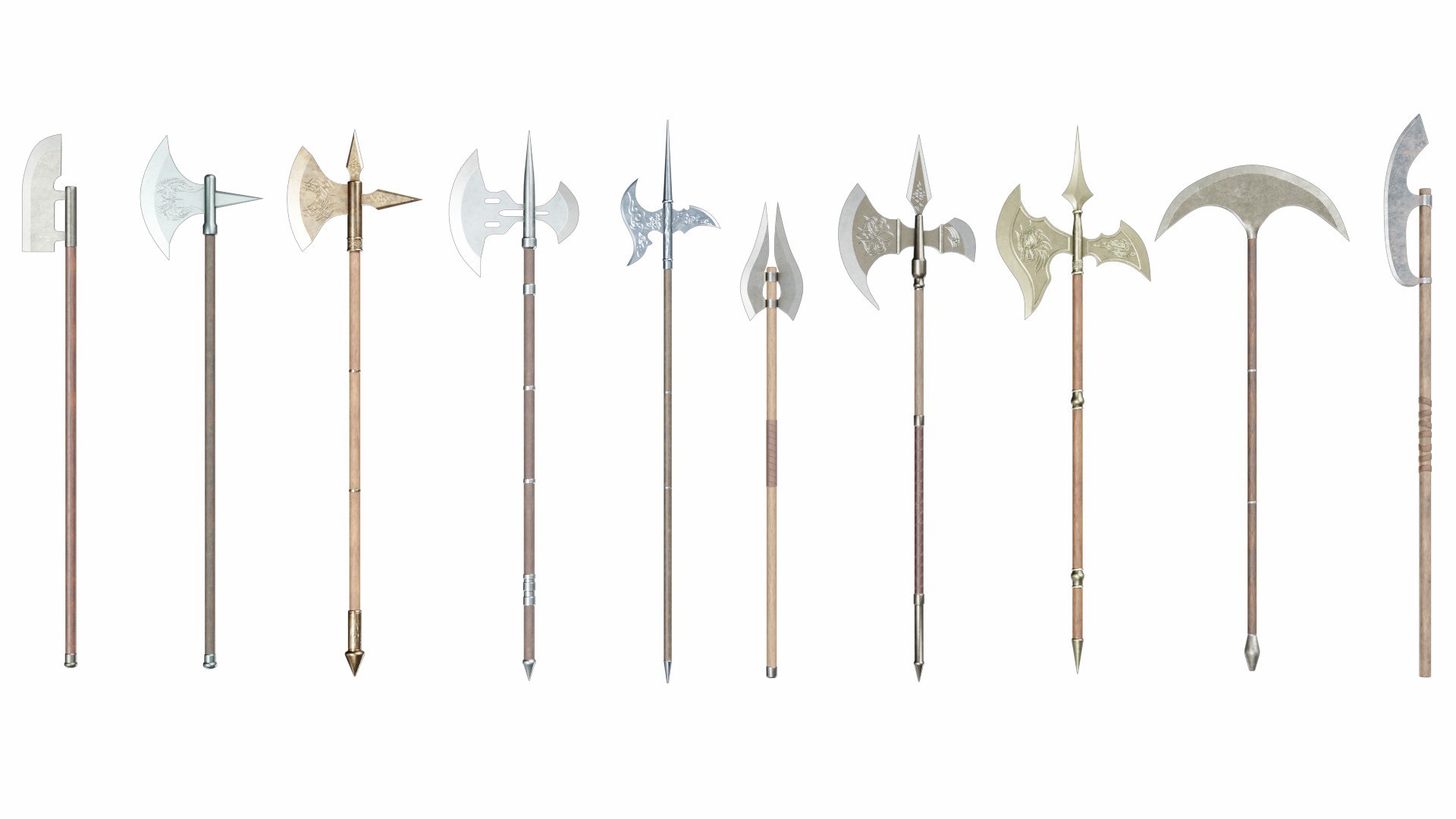 Collection of 10 halberds model TurboSquid 2090306