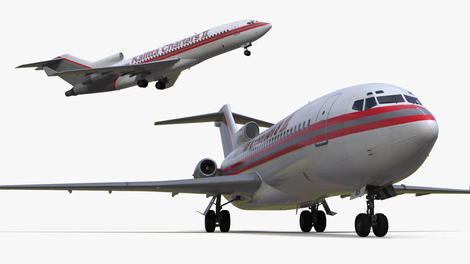 Charter Boeing 727-100 Kalitta Charters Rigged 3D model preview