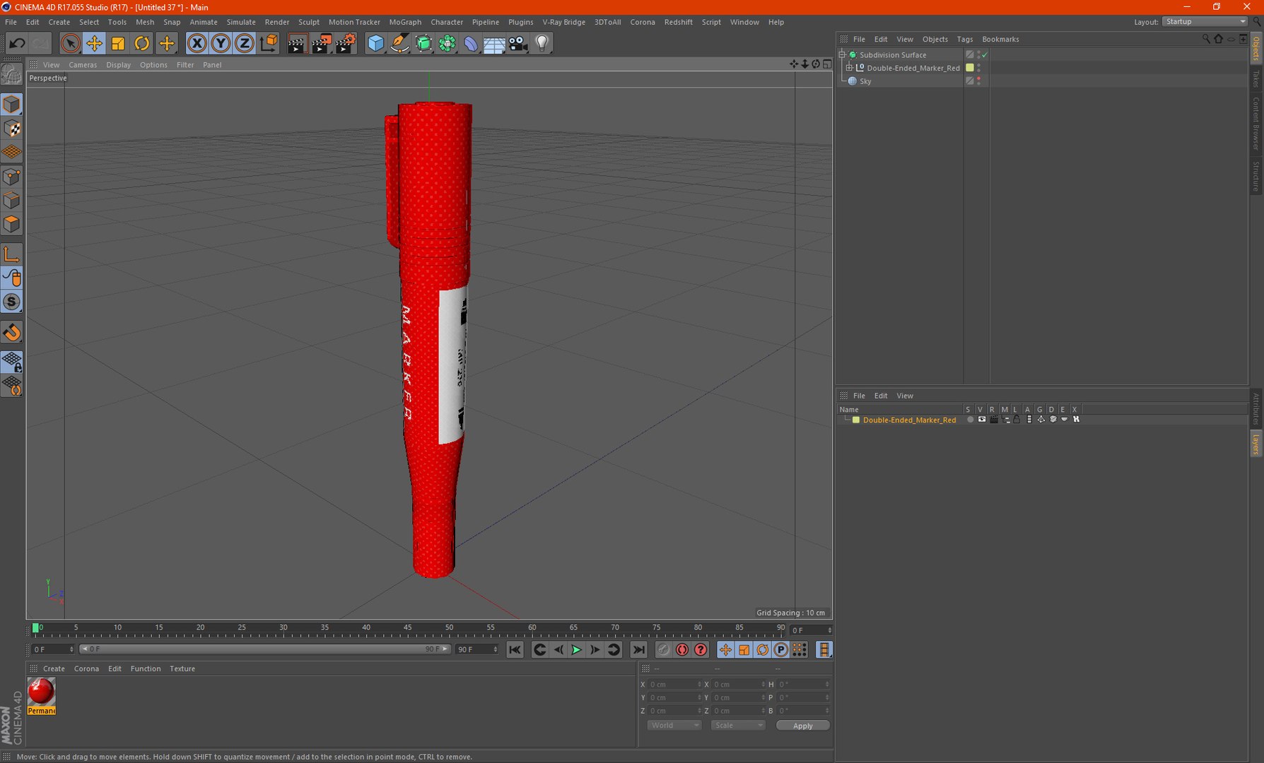Double-Ended Marker Red model - TurboSquid 1943542