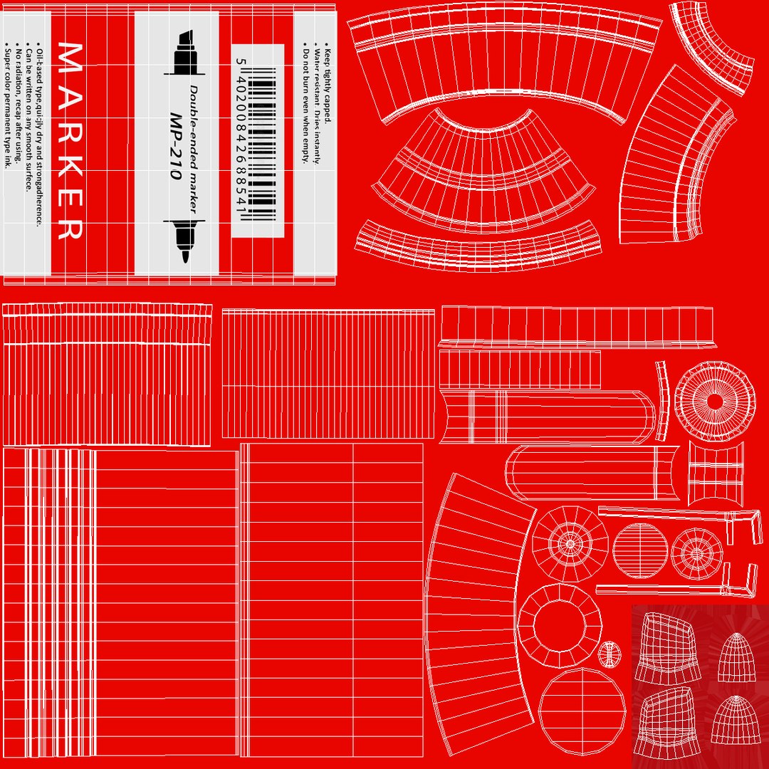 Double-Ended Marker Red model - TurboSquid 1943542