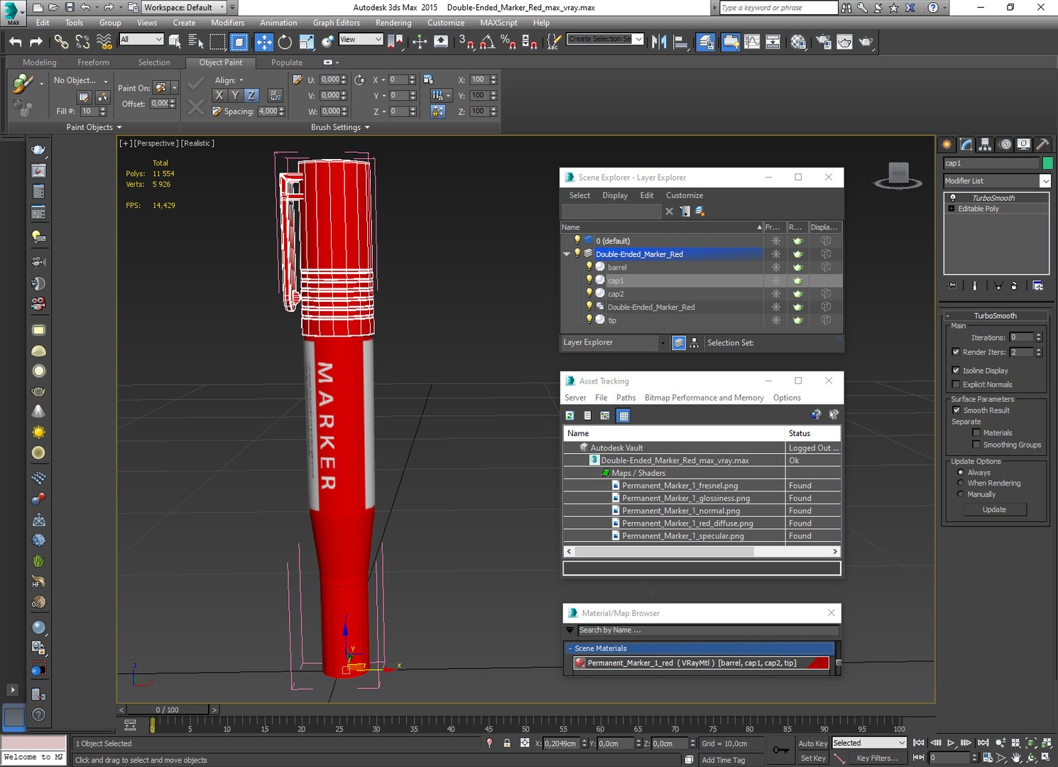 Double-Ended Marker Red model - TurboSquid 1943542