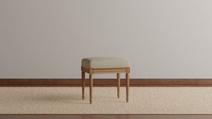 3D Provincial Vintage Upholstered Ottoman
