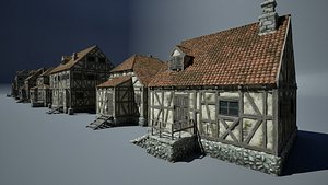 Modular Medieval Houses Game Ready 3D model