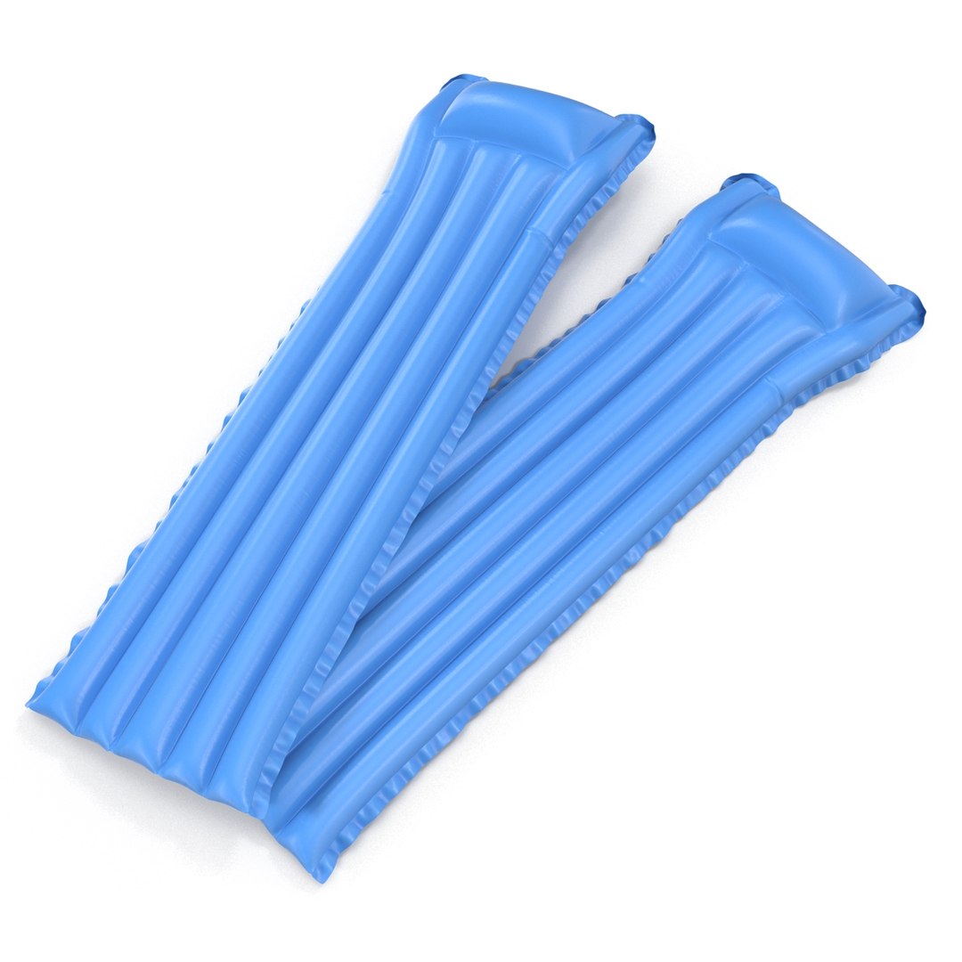 Inflatable Air Mattress 3 Blue 3D Model 3D model preview