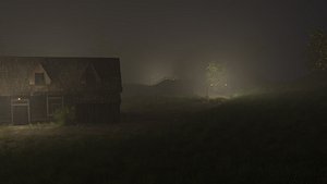 A small farmhouse near the old bridge across the river 3D
