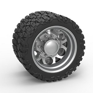 3D Diecast Rear semi wheel for pickup Version 15 Scale 1 to 25 model