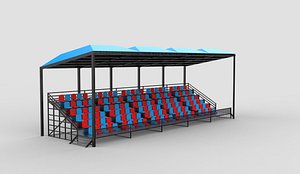 3D model roofed grandstand 04 3D model