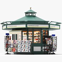 Detailed Newsstand Kiosk Green