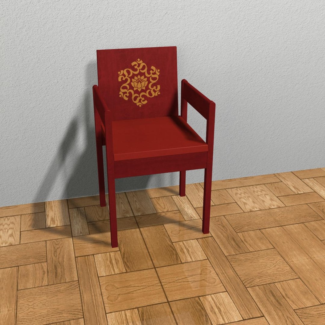 Red Wooden Garden Chair Obj