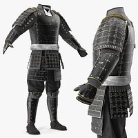 Feudal Samurai Chest and Leg Armor Black Worn