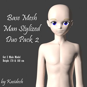 3D Duo Pack Base Mesh Man Stylized 3D Model Pack 2