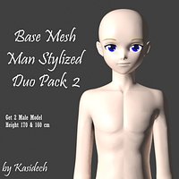Duo Pack Base Mesh Man Stylized 3D Model Pack 2