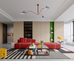 3D Modern living room dining room