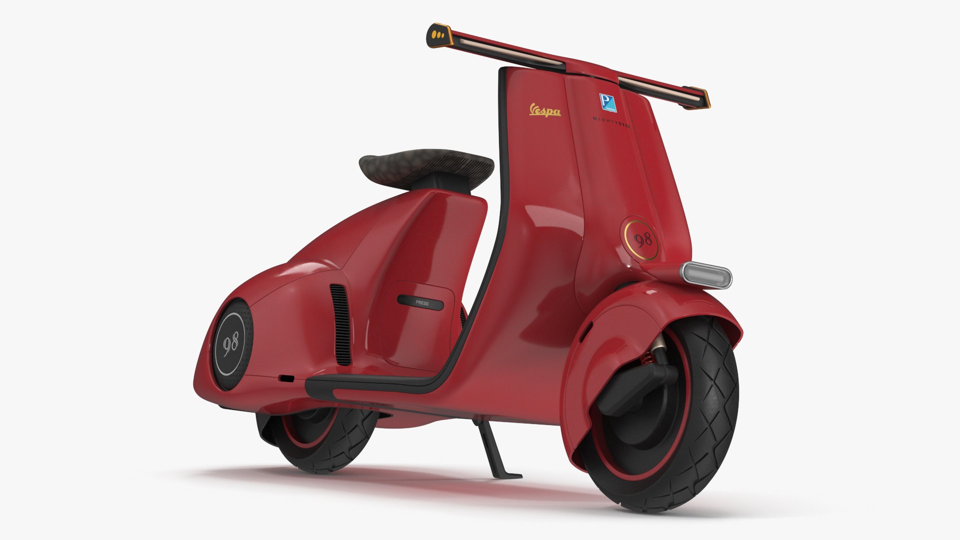 Electric Scooter Vespa 98 Red Parked 3D model preview
