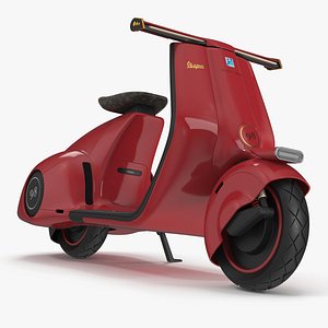 Electric Scooter Vespa 98 Red Parked