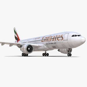 Jet Airliner Airbus A330-200 Emirates Rigged 3D Model