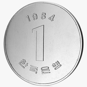 South Korea 1 Won 1984 Coin 3D