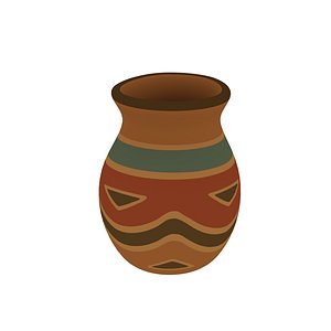 3D cartoon clay vase