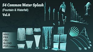 3D model 54 Common Water Splash Fountain  Waterfall Vol 8