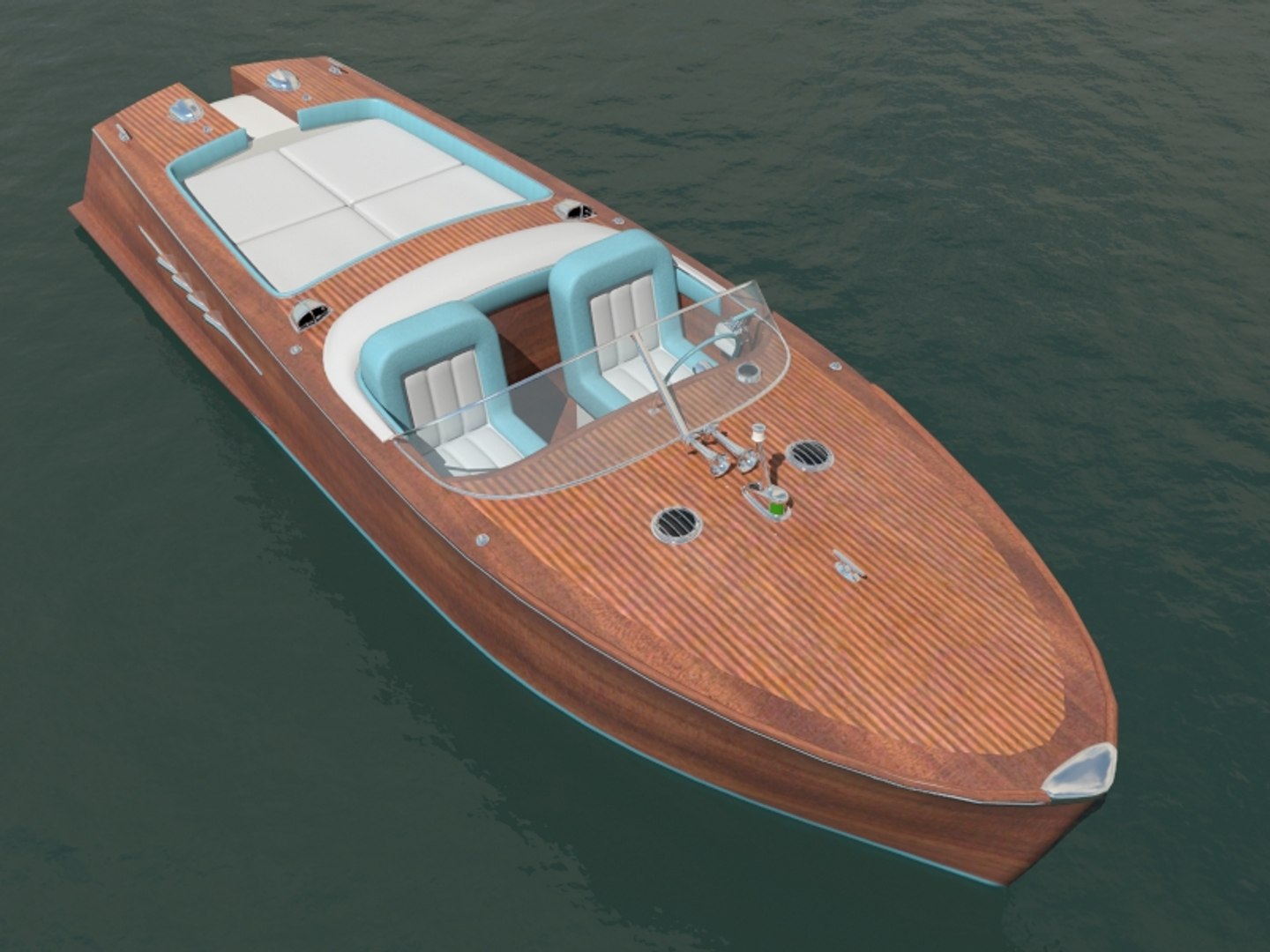 Motorboat Riviera Style 3d Model