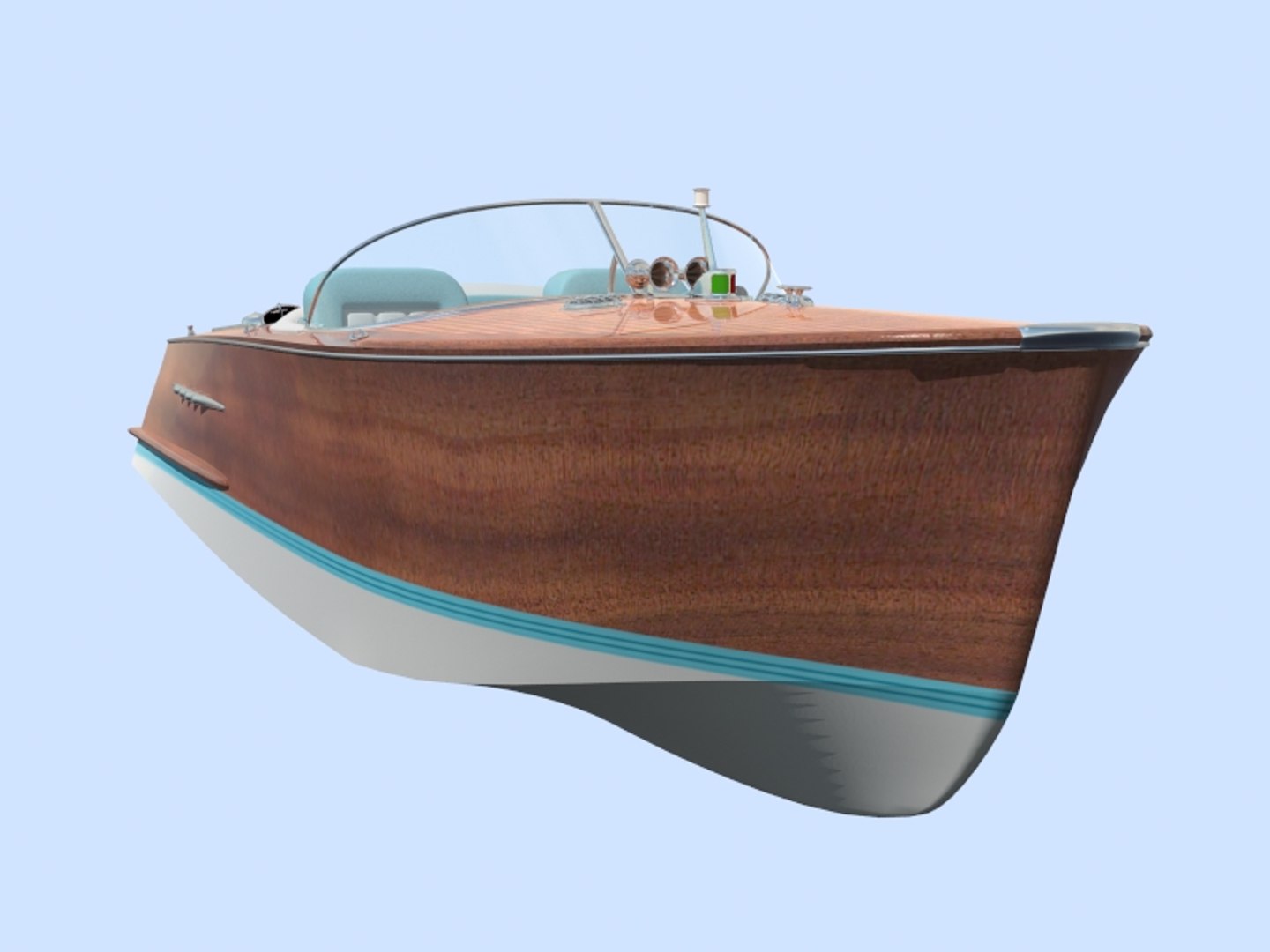 Motorboat Riviera Style 3d Model