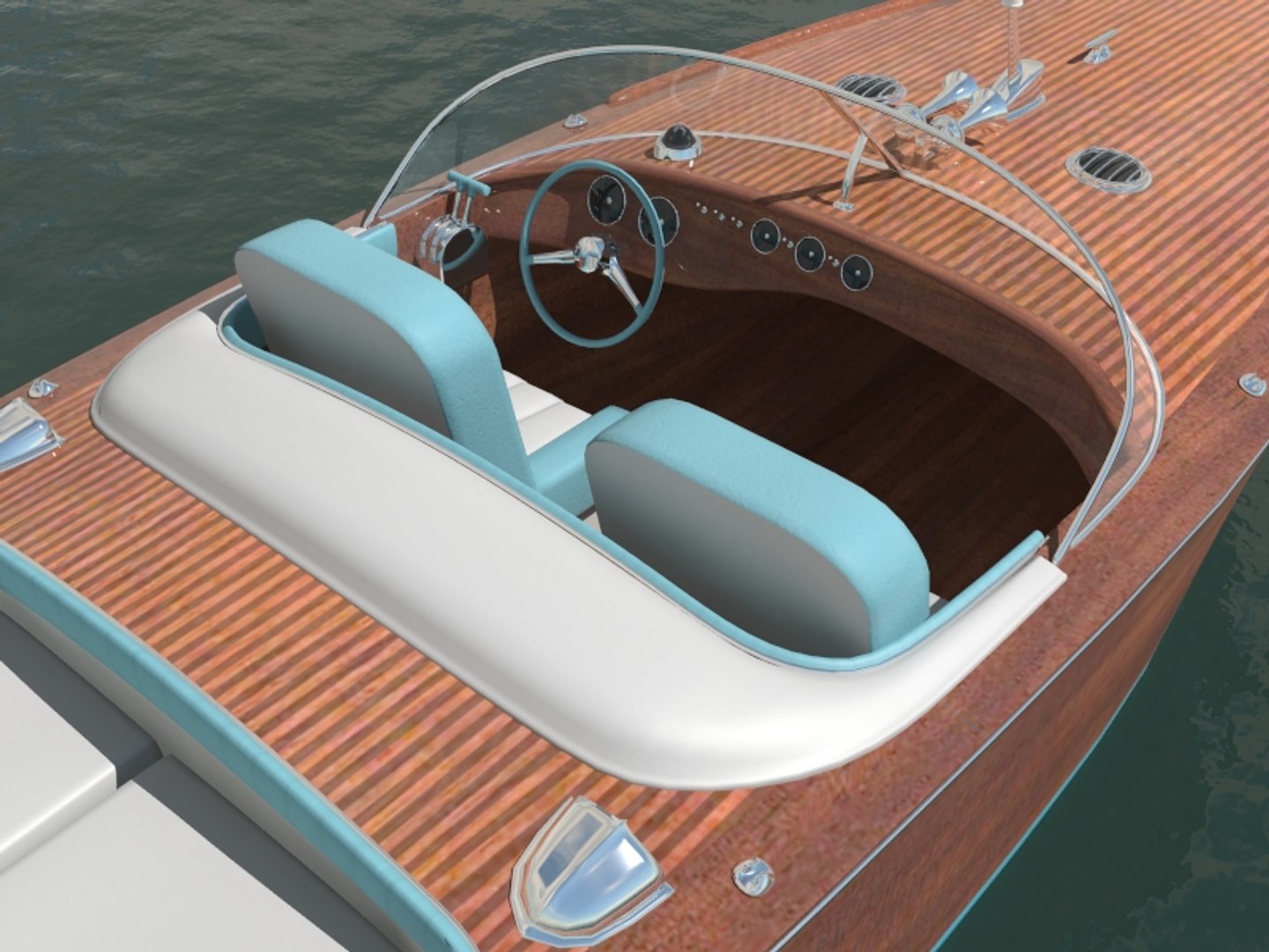 Motorboat Riviera Style 3d Model